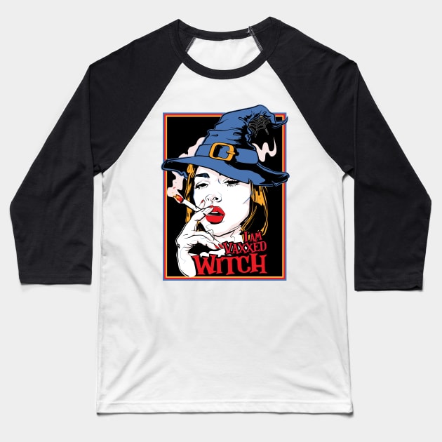 I am vaccinated witch Baseball T-Shirt by Wulfland Arts